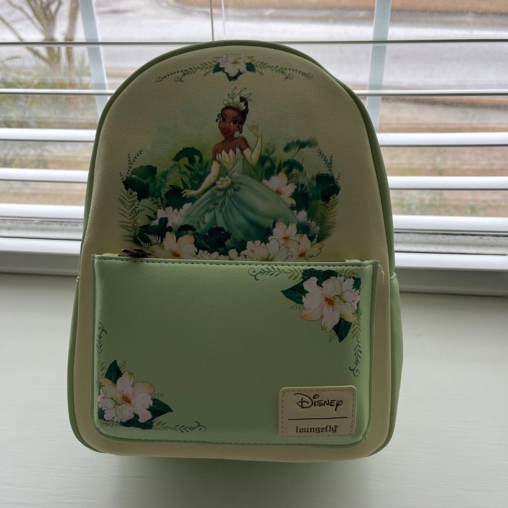 Loungefly Disney Princess and the Frog Tiana Floral Green Mini Backpack New